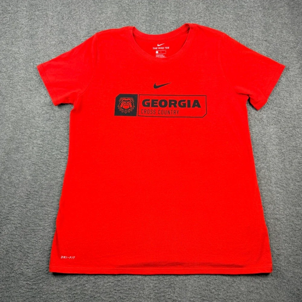 Nike Georgia Women's L Large‎ Bulldogs Cross Country Dri-FIT Red Graphic T-Shirt